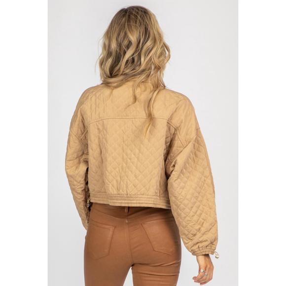 NEW FASCINATION quilted zip up jacket in beige - Picture 4 of 4